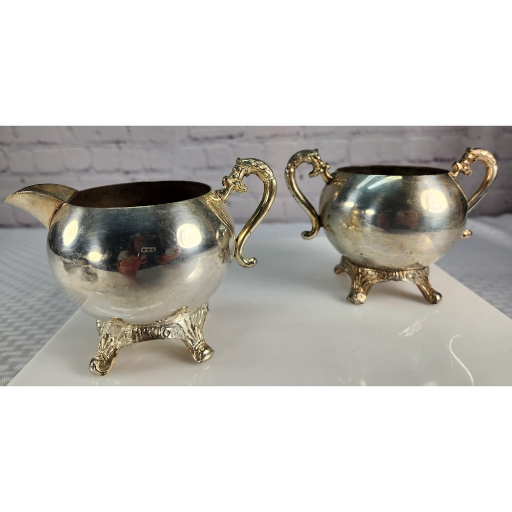 Pilgrim Silverplated Creamer and Sugar Bowl Set